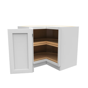 36 Inch Wide Accessible ADA - Lazy Susan Corner Base Cabinet - Luxor White Shaker - Ready To Assemble, 36