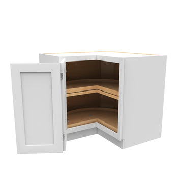 36 Inch Wide Lazy Susan Corner Base Cabinet - Luxor White Shaker - Ready To Assemble, 36"W x 34.5"H x 24"D