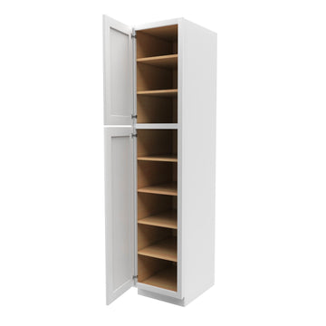 84 Inch High Single Door Tall Cabinet - Luxor White Shaker - Ready To Assemble, 18