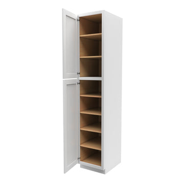90 Inch High Single Door Tall Cabinet - Luxor White Shaker - Ready To Assemble, 18"W x 90"H x 24"D