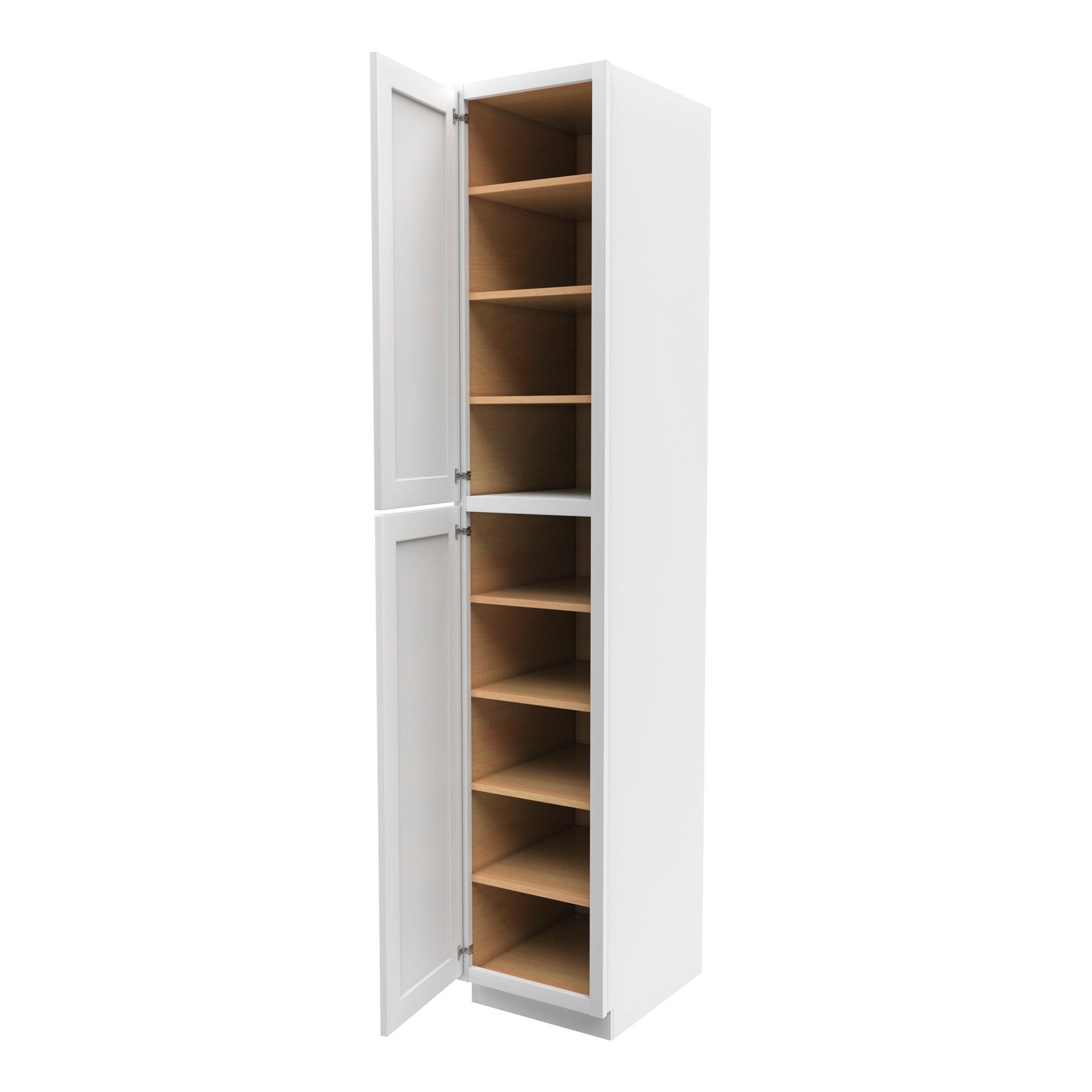 96 Inch High Single Door Tall Cabinet - Luxor White Shaker - Ready To Assemble, 18"W x 96"H x 24"D