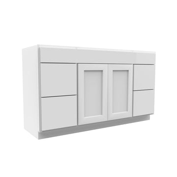 Luxor White - 2 Door 4 Drawer Vanity Sink Base Cabinet | 48"W x 34.5"H x 21"D