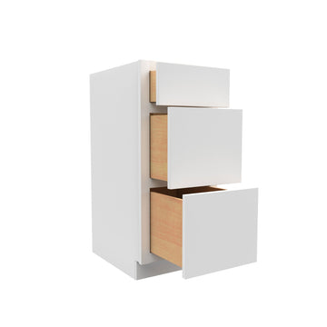 15 Inch Wide 3 Drawer Cabinet Vanity - Luxor White Shaker - Ready To Assemble, 15"W x 34.5"H x 21"D