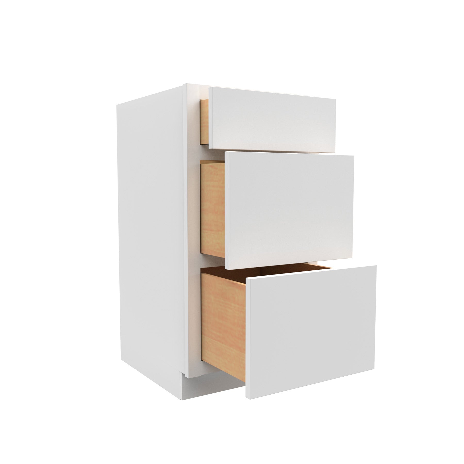 18 Inch Wide 3 Drawer Cabinet Vanity - Luxor White Shaker - Ready To Assemble, 18"W x 34.5"H x 21"D