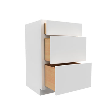 21 Inch Wide 3 Drawer Vanity Cabinet - Luxor White Shaker - Ready To Assemble, 21"W x 34.5"H x 21"D