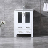 Volez 24" White Single Vanity, Integrated Top, White Integrated Square Sink and 22" Mirror