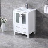 Volez 24" White Single Vanity, Integrated Top, White Integrated Square Sink and 22" Mirror