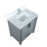 Ziva 30 In. Freestanding Dark Grey Bathroom Vanity With Single Integrated Ceramic Sink, White Cultured Marble Top