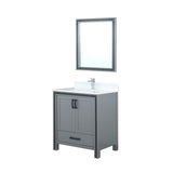 Ziva 30" Dark Grey Single Vanity, Cultured Marble Top, White Square Sink and 28" Mirror w/ Faucet