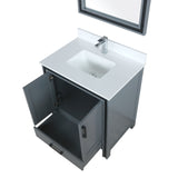 Ziva 30 In. Freestanding Dark Grey Bathroom Vanity With Integrated Ceramic Sink, White Cultured Marble Top & 28 In. Mirror