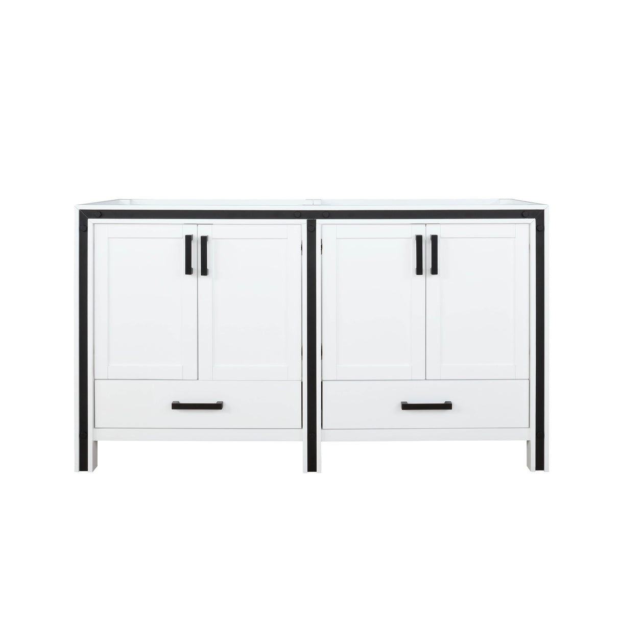 Ziva 60" White Freestanding Bathroom Vanity Cabinet Without Top & 22" Mirrors