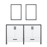 Ziva 60" White Freestanding Bathroom Vanity Cabinet Without Top & 22" Mirrors