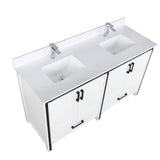 Ziva 60 In. Freestanding White Bathroom Vanity With Double Integrated Ceramic Sink, White Cultured Marble Top