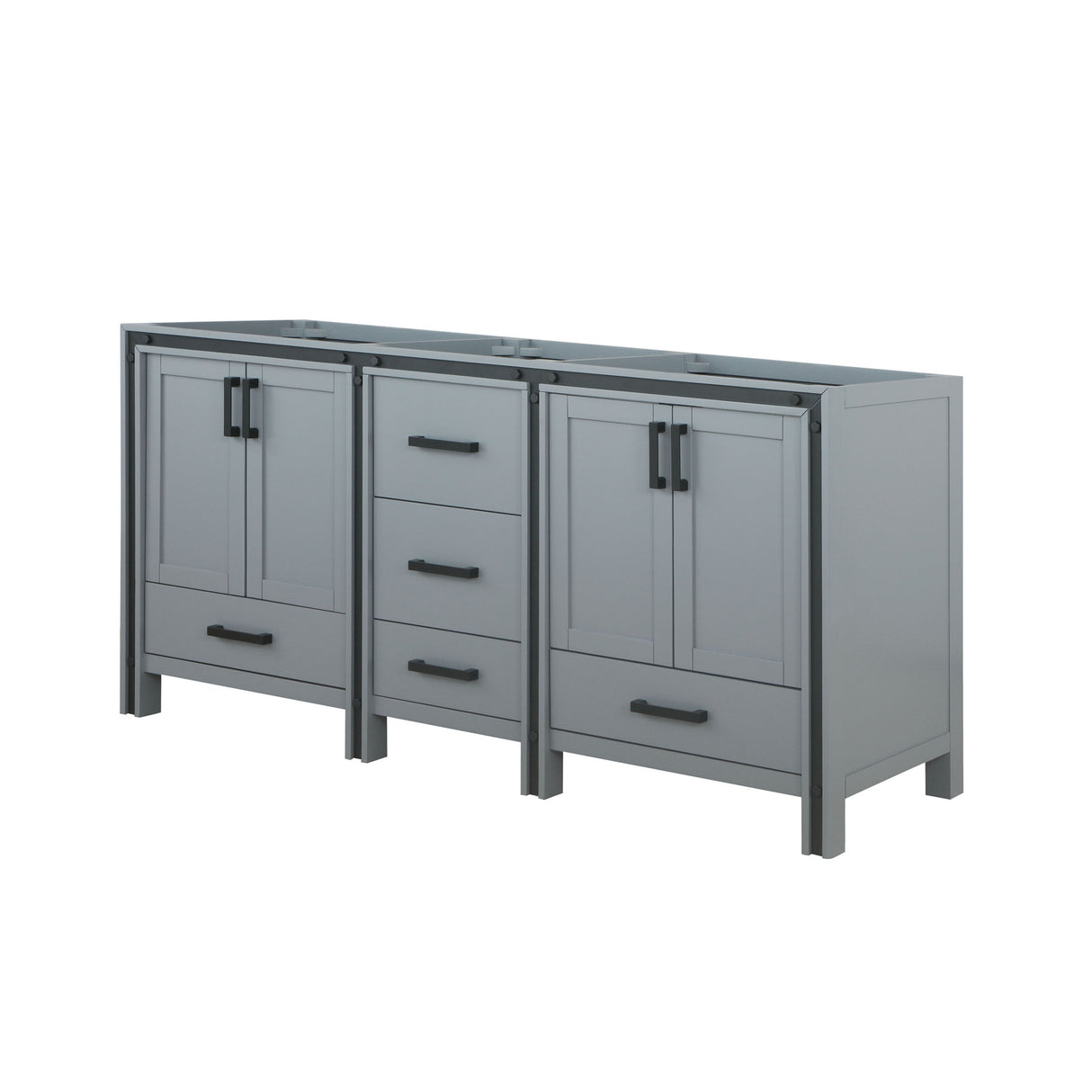 Ziva 72 In. Dark Grey Freestanding Double Bathroom Vanity Cabinet