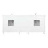 Ziva 80 In. Freestanding White Bathroom Vanity With Double Integrated Ceramic Sink, White Cultured Marble Top