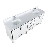 Ziva 80 In. Freestanding White Bathroom Vanity With Double Integrated Ceramic Sink, White Cultured Marble Top