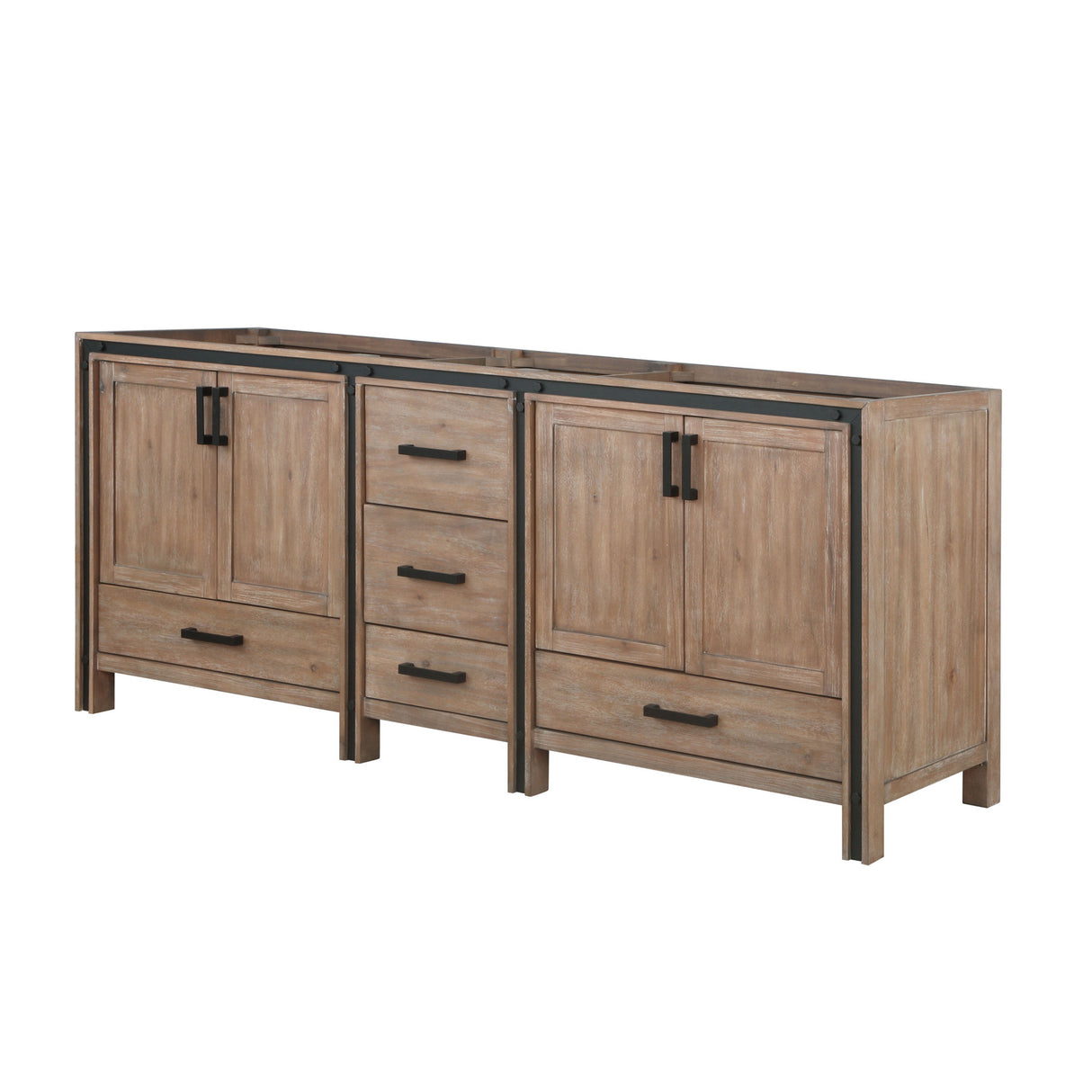 Ziva 84 In. Barnwood Freestanding Bathroom Vanity Cabinet Without Top