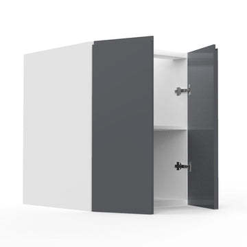 RTA - Lacquer Grey - Vanity Base Full Double Door Cabinet | 24"W x 30"H x 21"D