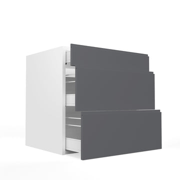 RTA - Lacquer Grey - Three Drawer Base Cabinets | 30