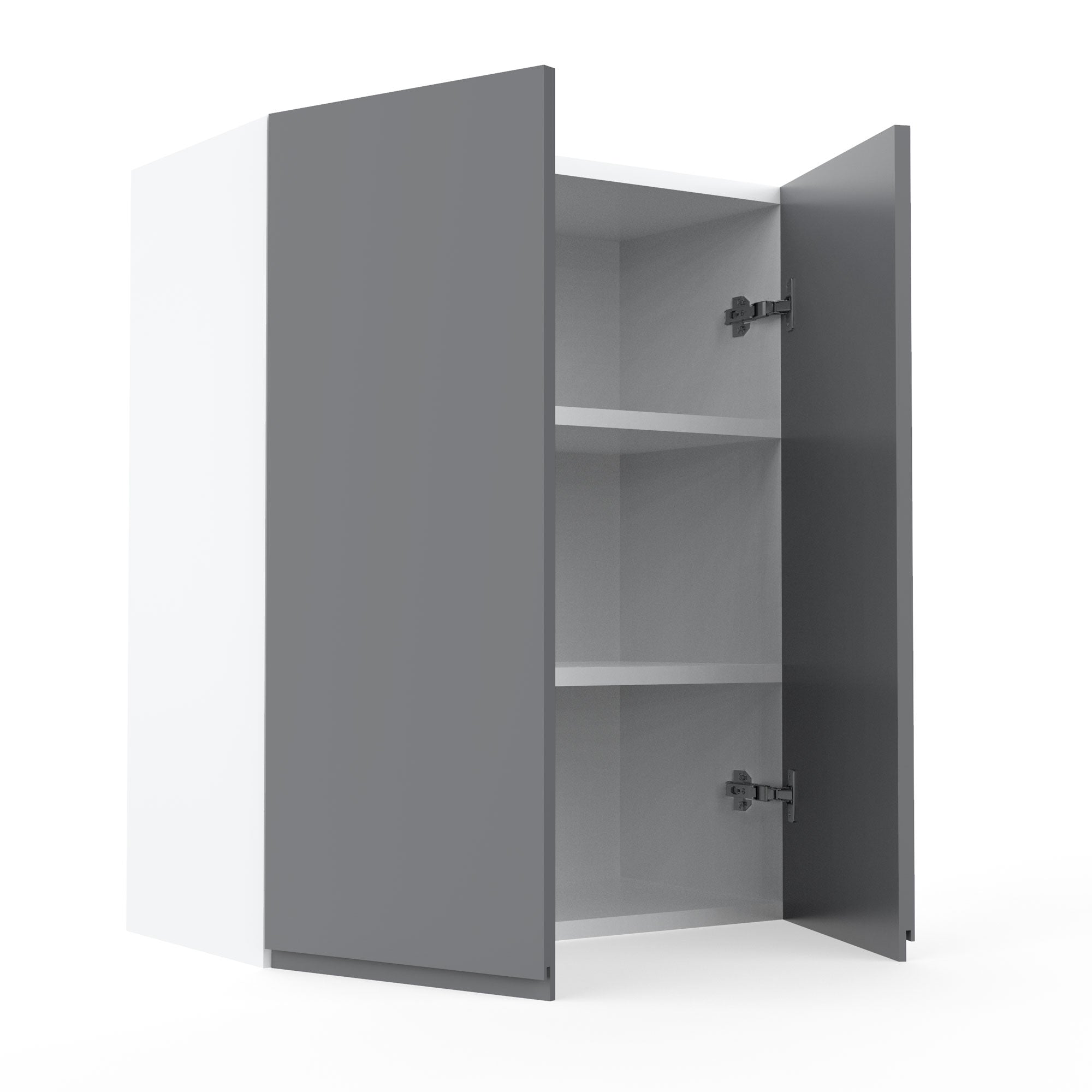 RTA - Glossy Grey - Double Door Wall Cabinets | 24"W x 30"H x 12"D