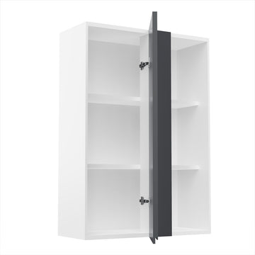RTA - Lacquer Grey - Single Door Wall Cabinets | 30"W x 42"H x 12"D