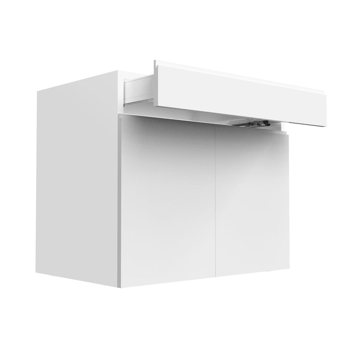 RTA - White Kitchen Cabinet - Lacquer White - Double Door Base Cabinet | 36"W x 34.5"H x 23.8"D