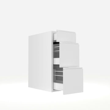 RTA - White Cabinet - Lacquer White - 3 Drawer Base Cabinet | 12"W x 34.5"H x 23.8"D