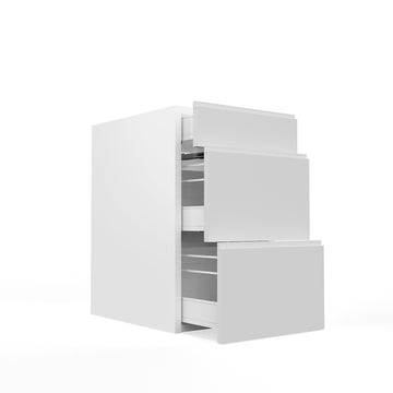 RTA - White Cabinet - Lacquer White - 3 Drawer Base Cabinet | 18"W x 34.5"H x 23.8"D