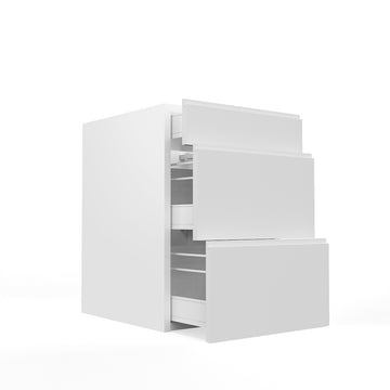 RTA - White Cabinet - Lacquer White - 3 Drawer Base Cabinet | 21"W x 34.5"H x 23.8"D