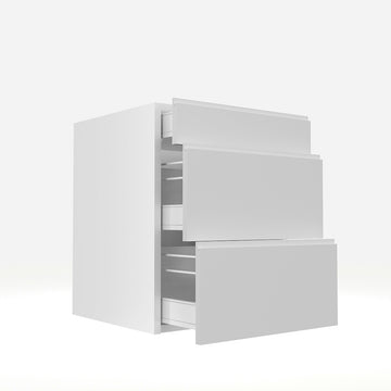 White Cabinet - RTA - Lacquer White - 3 Drawer Base Cabinet | 24"W x 34.5"H x 23.8"D