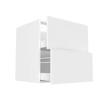 RTA - White Cabinet - Lacquer White - Two Drawer Base Cabinet | 27"W x 34.5"H x 23.8"D