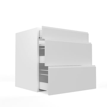 RTA - White Cabinet - Lacquer White - 3 Drawer Base Cabinet | 30"W x 34.5"H x 23.8"D