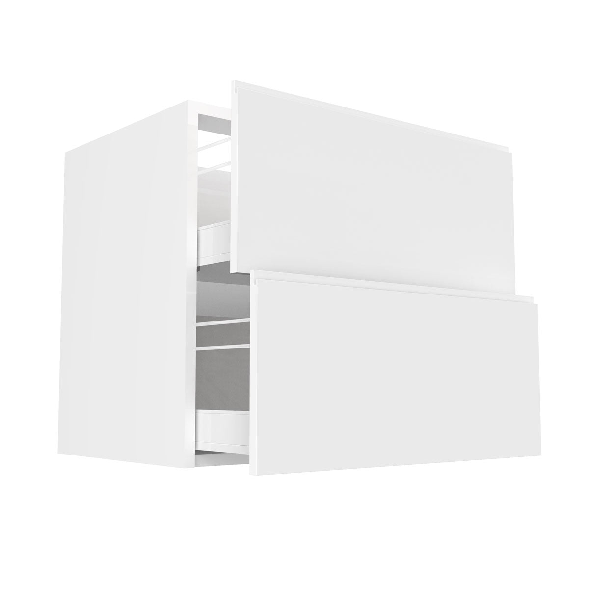 RTA - White Cabinet - Lacquer White - Two Drawer Base Cabinet | 33"W x 34.5"H x 23.8"D