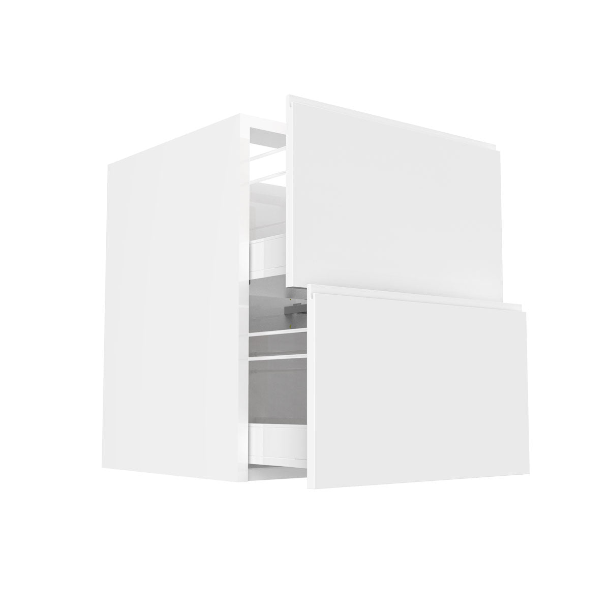 RTA - Lacquer White - Two Drawer Base Cabinet | 24"W x 30"H x 23.8"D