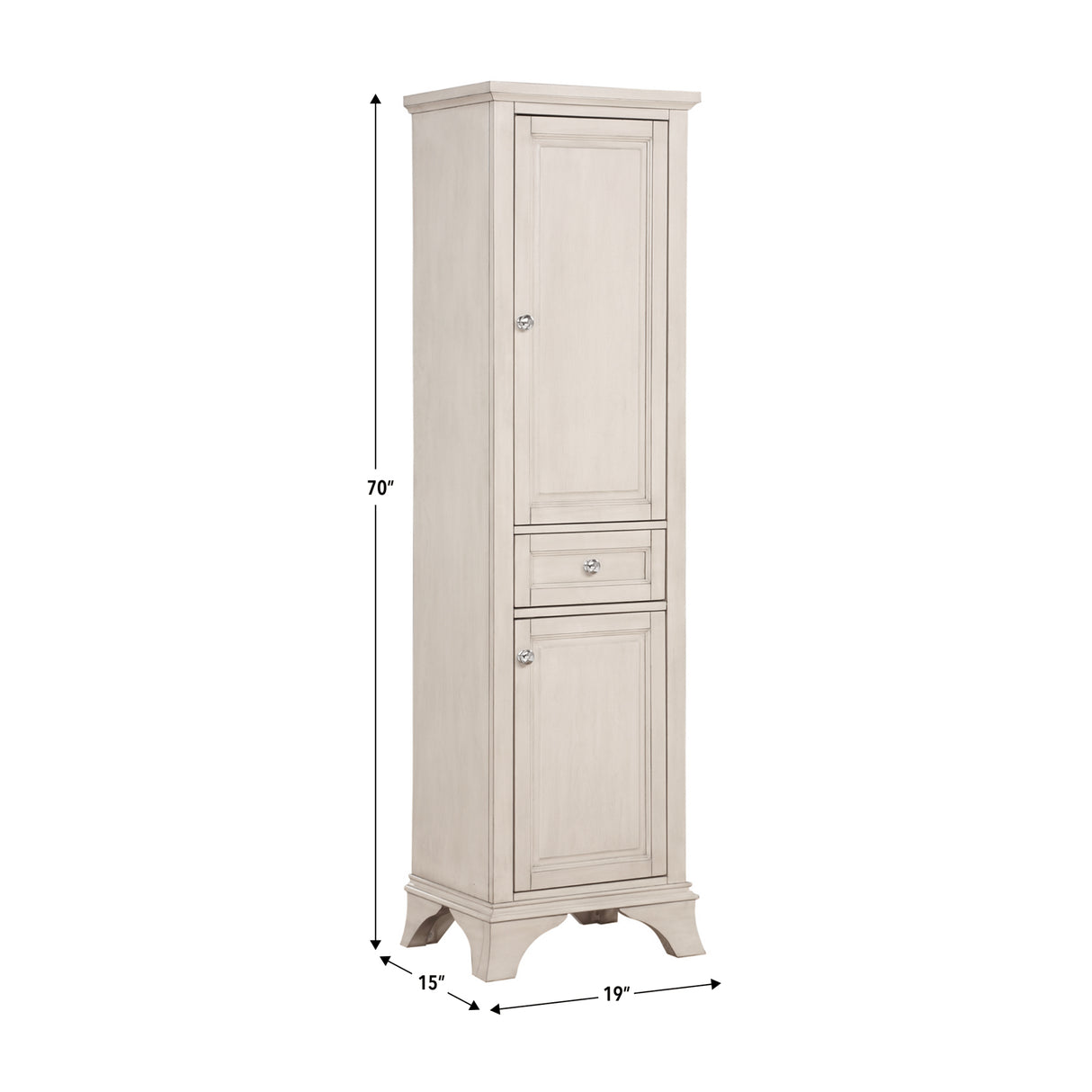 Wainwright Traditional Freestanding Bathroom Linen Side Cabinet With Soft Closing Doors & Drawer