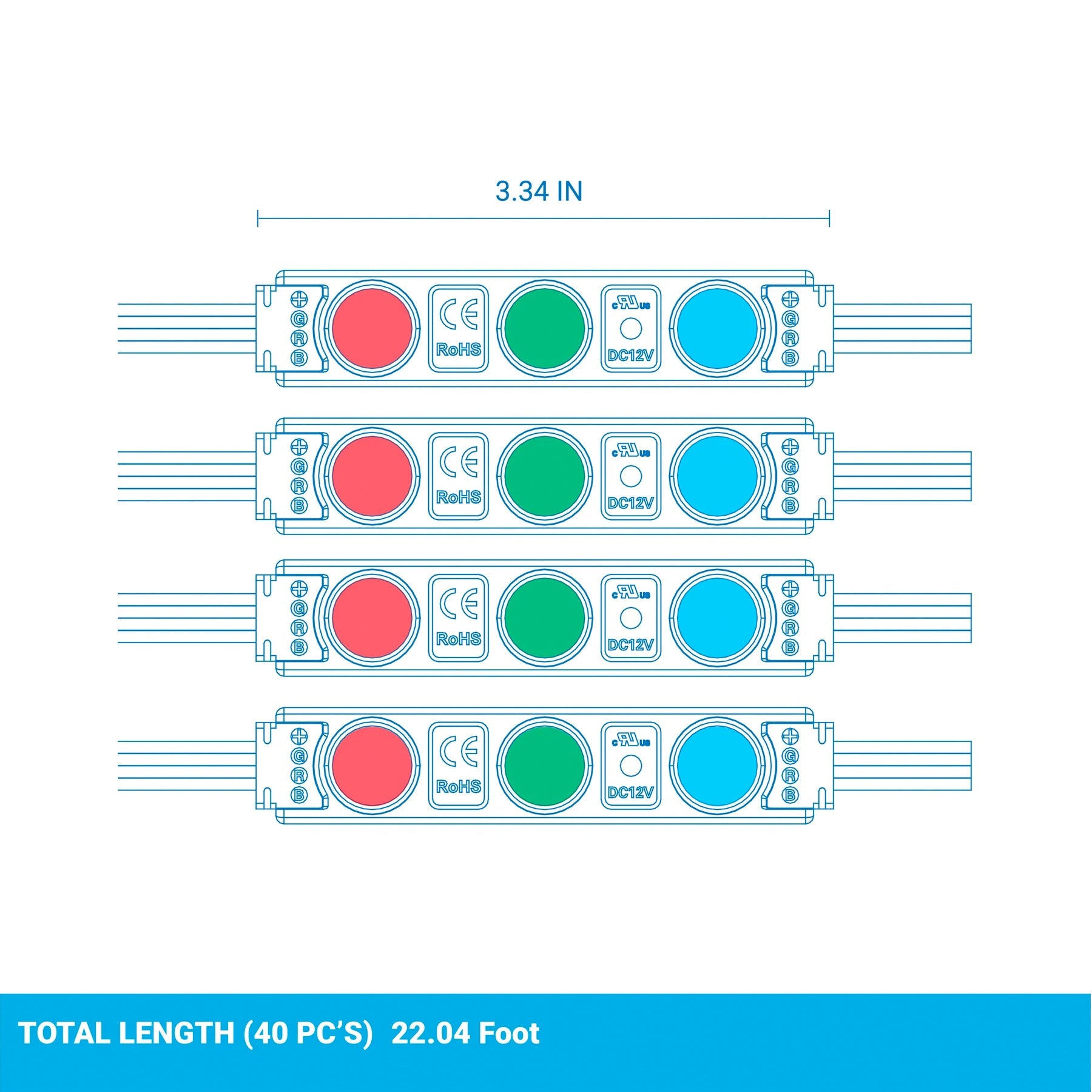 Módulo 3 Led 12V IP65 SMD5050