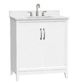 Luton Freestanding Solid Wood Bathroom Vanity With Crystal White Engineered Stone Sink Top & 4 In. Backsplash in Nature Wood Finish