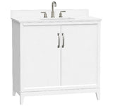 Luton Freestanding Solid Wood Bathroom Vanity With Crystal White Engineered Stone Sink Top & 4 In. Backsplash in Nature Wood Finish