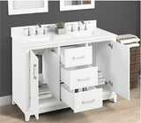 Luton Freestanding Solid Wood Bathroom Vanity With Crystal White Engineered Stone Sink Top & 4 In. Backsplash in Nature Wood Finish