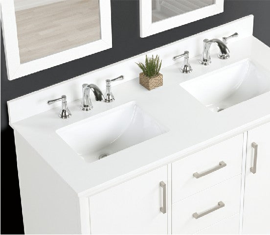 Luton Freestanding Solid Wood Bathroom Vanity With Crystal White Engineered Stone Sink Top & 4 In. Backsplash in Nature Wood Finish