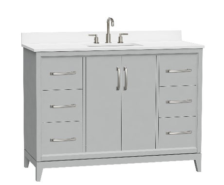 Luton Freestanding Solid Wood Bathroom Vanity With Crystal White Engineered Stone Sink Top & 4 In. Backsplash in Nature Wood Finish