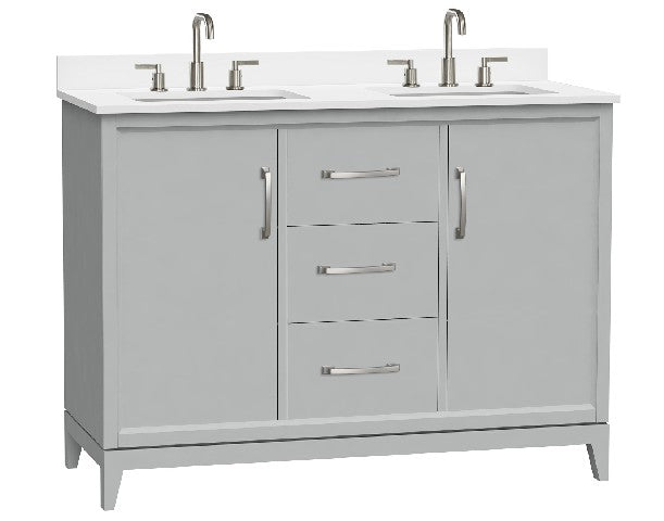 Luton Freestanding Solid Wood Bathroom Vanity With Crystal White Engineered Stone Sink Top & 4 In. Backsplash in Nature Wood Finish