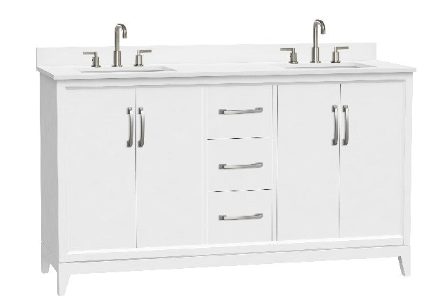 Luton Freestanding Solid Wood Bathroom Vanity With Crystal White Engineered Stone Sink Top & 4 In. Backsplash in Nature Wood Finish