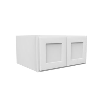 15 Inch High Above Refrigerator Deep Wall Bridge Cabinet - Luxor White Shaker - Ready To Assemble, 30