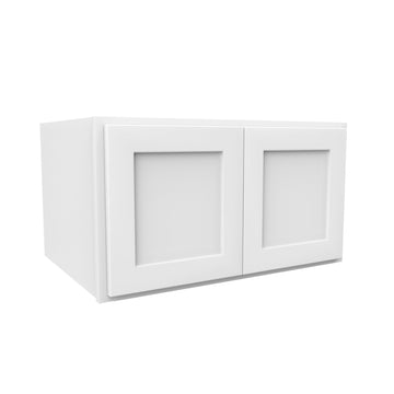 18 Inch High Above Refrigerator Deep Wall Bridge Cabinet - Luxor White Shaker - Ready To Assemble, 33