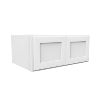 15 Inch High Above Refrigerator Deep Wall Bridge Cabinet - Luxor White Shaker - Ready To Assemble, 36