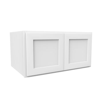 18 Inch High Above Refrigerator Deep Wall Bridge Cabinet - Luxor White Shaker - Ready To Assemble, 36