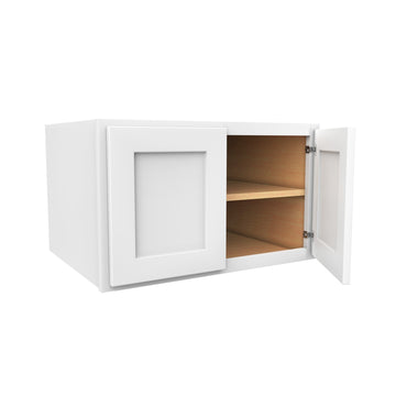 18 Inch High Above Refrigerator Deep Wall Bridge Cabinet - Luxor White Shaker - Ready To Assemble, 30"W x 18"H x 24"D
