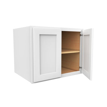 24 Inch High Above Refrigerator Deep Wall Bridge Cabinet - Luxor White Shaker - Ready To Assemble, 30"W x 24"H x 24"D