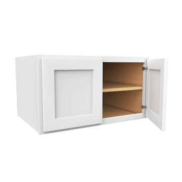 18 Inch High Above Refrigerator Deep Wall Bridge Cabinet - Luxor White Shaker - Ready To Assemble, 33"W x 18"H x 24"D